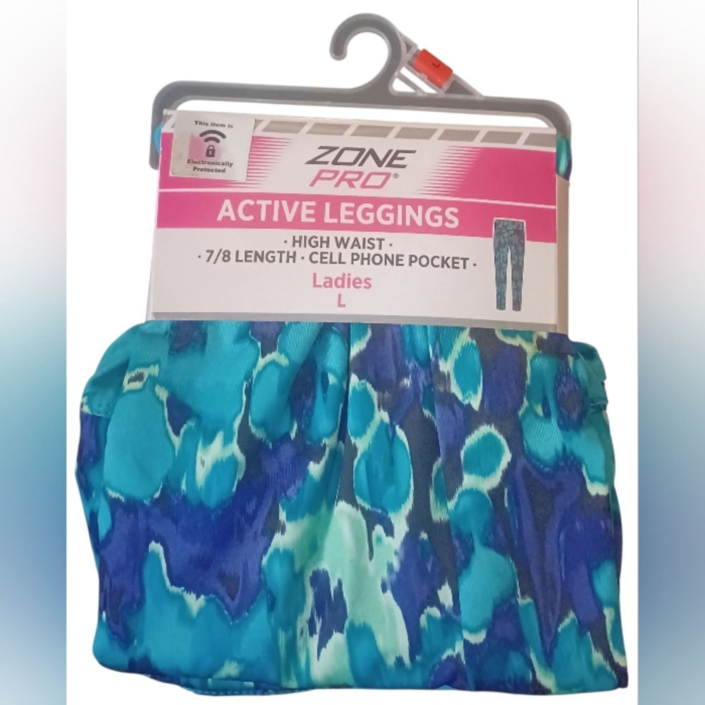 4/$20 Zone Pro Teal and Navy Active Leggings Size Large MUST BUNDLE